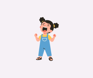 A cartoon image of a child have a temper