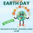 Cartoon image of the earth advertising free activity work sheets to celebrate Earth day for KS1 and KS2 children